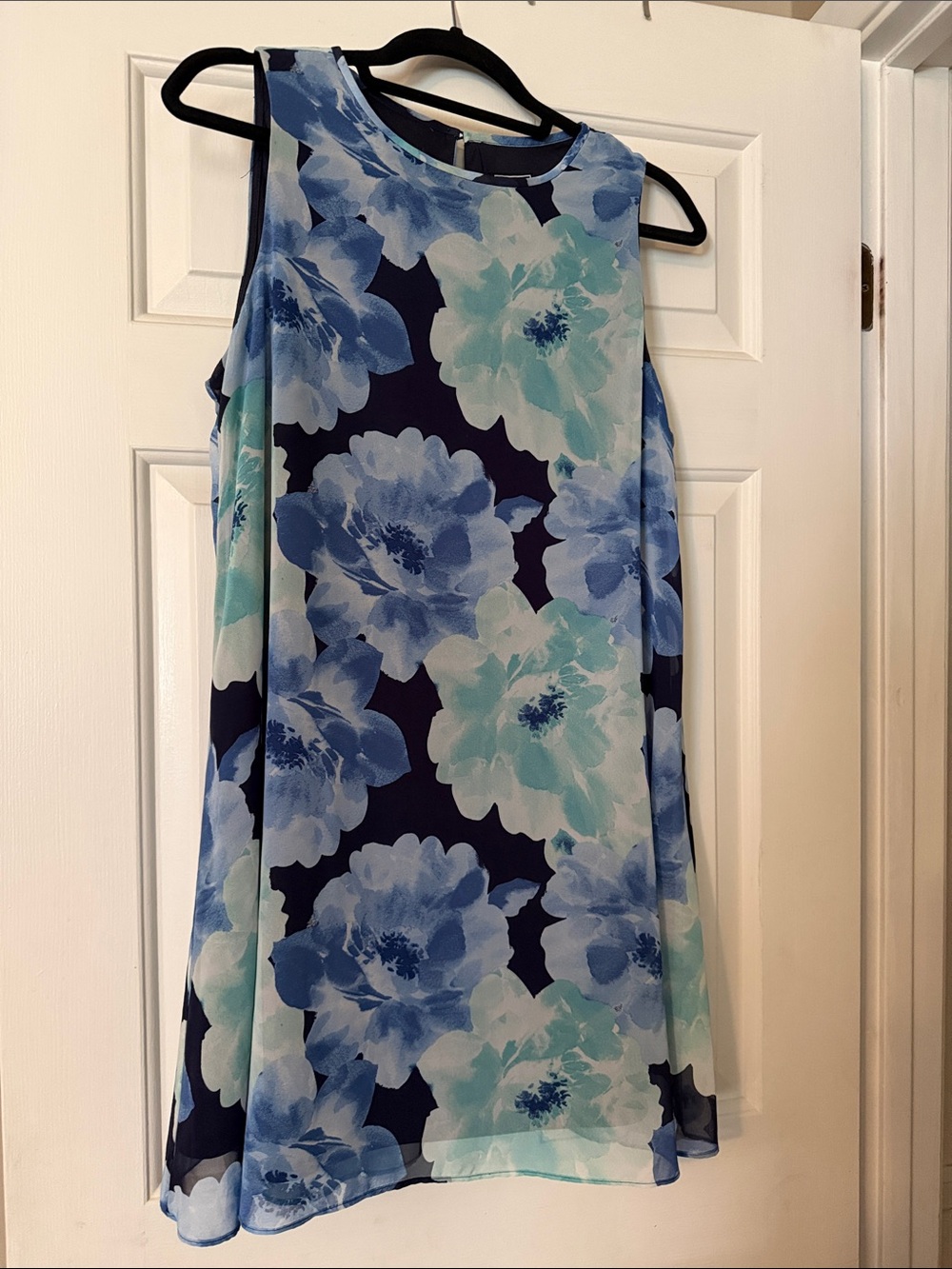 JH Collectibles Navy Floral A-Line Mini Dress with Aqua Blooms